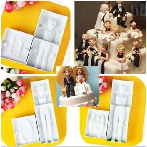 4set/Lot Man&Woman&Boy&Girl Body Mold Fondant Cake Decorating Tools Body Mould For The Kitchen Baking Modelling Tools Cake Mold