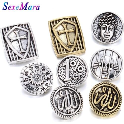 6pcs/lot New Snap Jewelry Vintage Round Square18MM Metal Snap Buttons for Leather Snap Bracelet Button Charms Jewelry