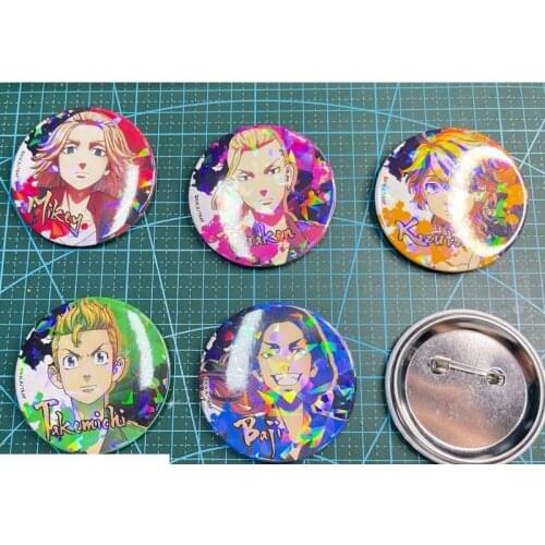 Anime Tokyo Revengers Sano Manjirou Hanagaki Takemichi Badge Medal Brooch Button Pins Metal Souvenir Cosplay Decorate Cute Gifts