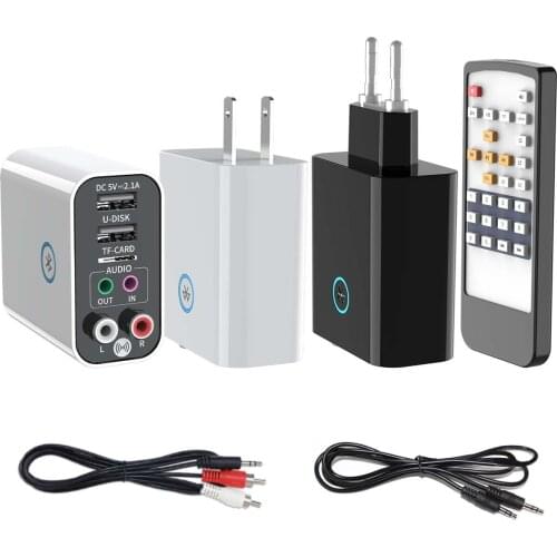 2in1 Power Plug Wireless Receiving Transmitter BT Adapter USB Fast Charging U Disk TF Card Audio AUX3.5mm Interfaces App Control