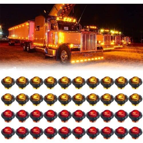 20 pcs Truck Side Marker Lights Car Clearance Marker Light LED Front Rear Side Marker Indicators Light 12V Smoked Lens 3/4"