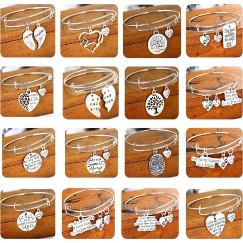 Paws Heart Tags Tree Horse Pendant Charm Bracelets For Women Men Bangle Jewelry Silver Plated Chain Bracelet Best Friend Gifts