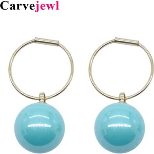 Carvejewl small hoop earrings simple blue round pearl earrings for women jewelry girl gift cute new fashion korean earrings hot
