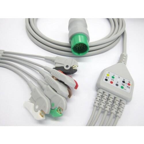 One-piece ECG cable with 5leads clip for Spacelab patient monitor