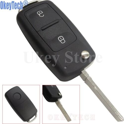 OkeyTech 2 Buttons Car Remote Flip Key Case Shell Fob For Volkswagen VW Jetta Golf Passat Beetle Polo Bora Uncut Blade Blank Key