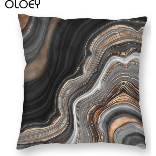 Elegant Black And Gray Marble Square Pillow Case Polyester Cushions for Sofa Modern Graphic Novelty Cushion Covers 45x45cm