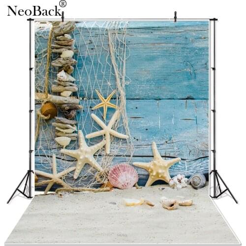 Summer Seashell Lake Blue Photography Background For Studio Photo Props Thin vinyl Starfish Newborn Baby Photographic Backdrops