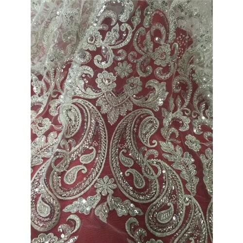 French with Sequins and beads Mesh Lace Fabirc Beautiful Nigerian S-428884 Party Tulle Lace Fabric