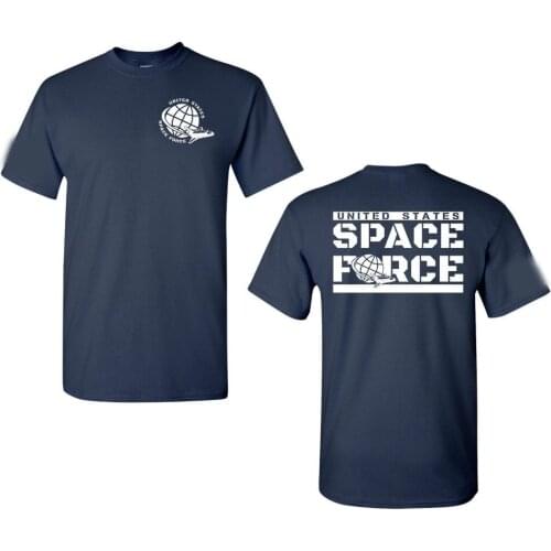 Usa United States Space Force MenS Tee Shirt Double Side 2019 Short Sleeve T-Shirt Men Slim Fit O-Neck Tees T Shirt Design