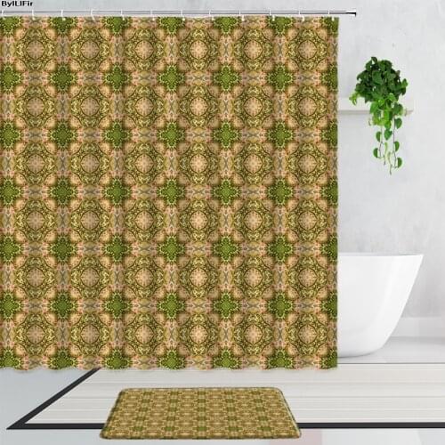 Ethnic Style Geometric Shower Curtains Bohemian Fabric Bathroom Decoration Curtain Set Non-Slip Bath Mats Carpet Bathtub Screen