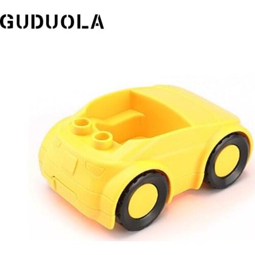 Duplo Big Bricks Sports car Amusement Park Accessory Brick Car Model Playmobil Toys DIY Building Block For Children Gift