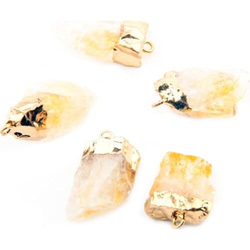 Natural Stone Pendant Irregular Yellow Jades Pendant Necklace For DIY Jewelry Best Birthday Gift Size 20x15x8-25x10x12mm