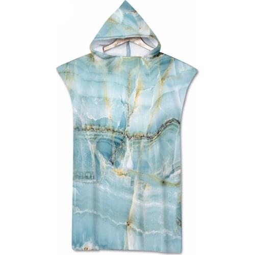 Summer Holiday Marble Print Hooded Bath Towel Cloak for Adults Bathrobe Bohemian Printed Swimming Beach Towels Surf Poncho Beach