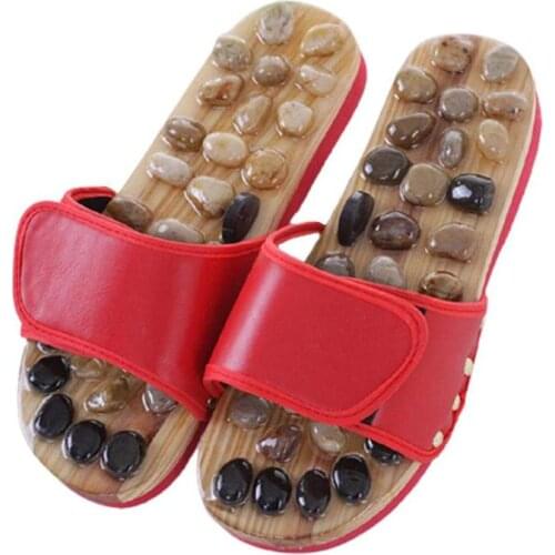 Acupressure Massage Slippers with Natural Stone, Therapeutic Reflexology Sandals Foot Acupoint Massage Shiatsu Arch Pain