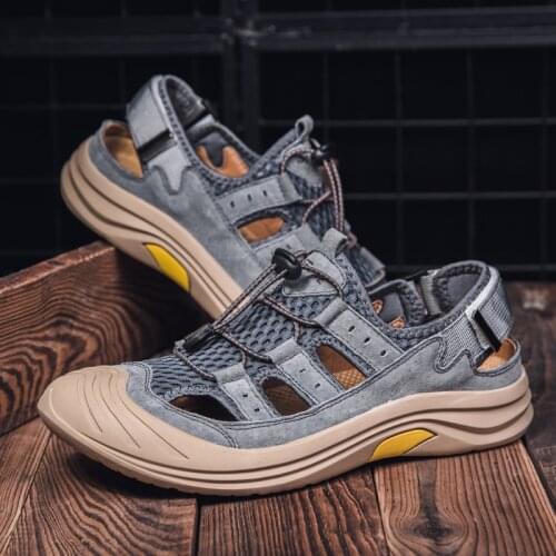 Size 38-46 Mens Sandals Comfort Genuine Leather Summer High Quality Beach Slippers Casual Footwear Outdoor Beach Shoes 2021 New