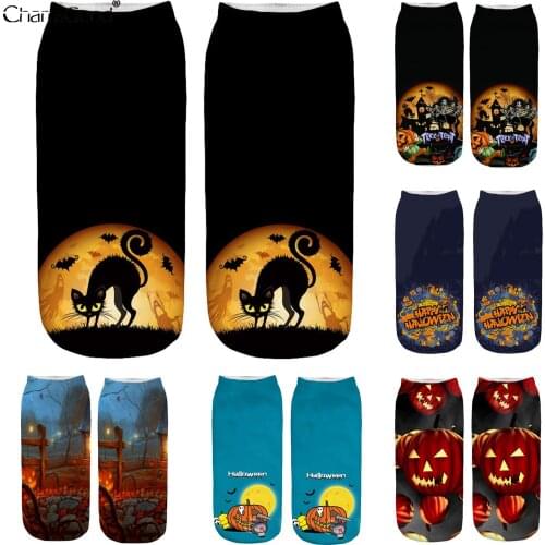 6 Pairs Women Cute Fashion Cotton Socks 3d Halloween Pumpkin Print Cosplay Casual Ankle Socks Unisex Winter Socks 2021 Hotsale