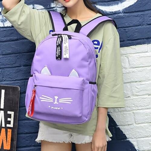 New Kids Shoulders Girls Backpack Lovely Cat Ears Solid Color Student Children Large Capacity School Bags For Boys Travel Bags