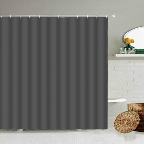 European And American Pure Color Simple Shower Curtain Gray Blue Black Green Bathroom With Hook Set Waterproof Partition Screen