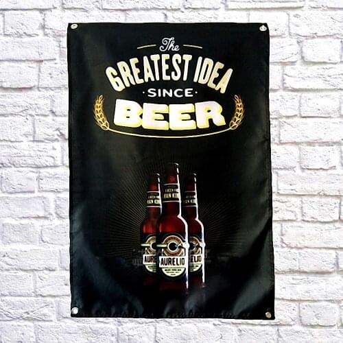 THE GREATEST IDEA SINCE BEER Poster Banner Vintage Beer Day Flag Hanging Chart For Bar Pub Kitchen Room Wall Decor Tapestry