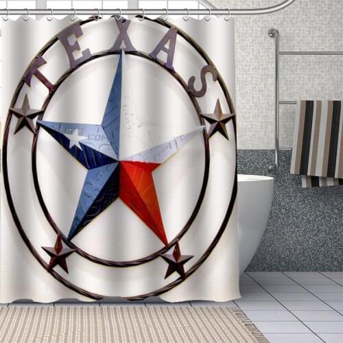 Texas Star LOGO Shower Curtains Waterproof Fabric Bathroom Decoration Supply Washable Bath And Shower Curtain Custom