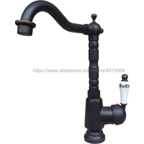 Kitchen Faucets Oil Rubbed Bronze Single Handle Kitchen Tap Single Hole Swivel 360 Degree Water Mixer Tap Mixer Tap Nnf334