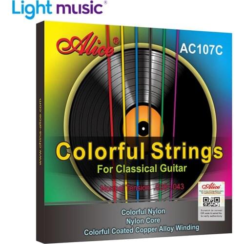 Alice A107C Classical Guitar Strings Colorful Nylon Colorful Coated Copper Alloy Winding Nylon Core Classic Guitar Strings