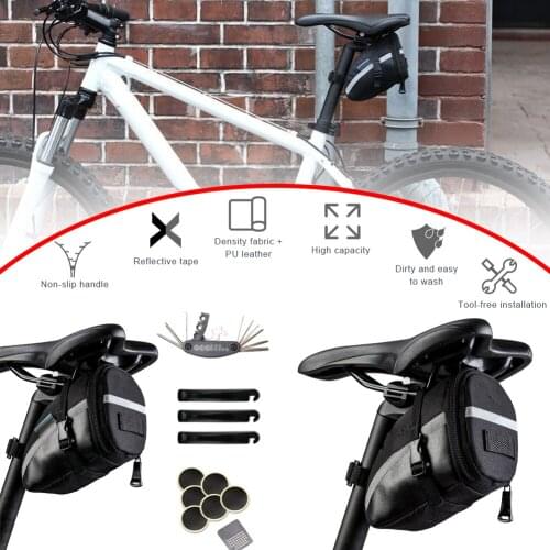 Bicycle Tail Bag Car Seat Bag Mountain Bike Seat Cushion Bag Rear Seat Bag Tire Repair Combination Tool Set Bicycle Repair Kit