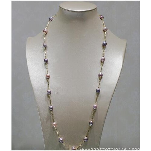 Jewelry Purple Pink strong light special shaped Baroque 14K Gold injection pearl Necklace