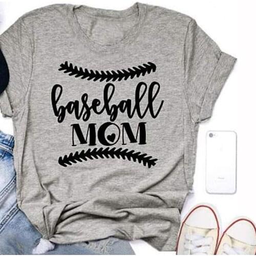 Women Funny Letter Print MOM Round Neck Short Sleeve b*seball Shirt Street Fashion Cotton t-shirt graphic aesthetic goth tees