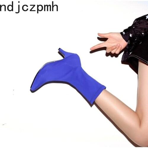 Womens Boots Autumn and Winter The New Fashion Pointed Sexy Fine Heel Mid Heel Middle Tube Womens Shoes Plus Size 33-48 Black