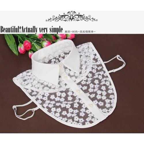 Women 's Fashion round sharp neck lace flower fake collar pendent collier femme embroidery female false handmade collier