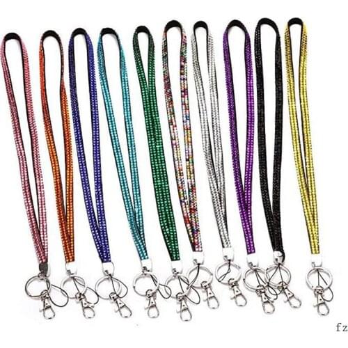 100 Pcs Rhinestone Neck Strap ID Badge Lanyards Cellphone Key Holder Crystal Bling Mobile Phone Straps