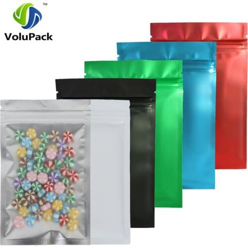 10x15cm(4x6in) 100pcs Tear Notch Flat Pouches Red/ Blue/ Green/ Black Translucent Zip Lock Bags Custom Printed