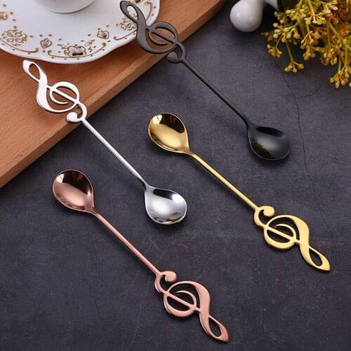 2pcs/set Creative Note 304 Stainless Coffee Spoon String Spoon Premium Dessert Spoon