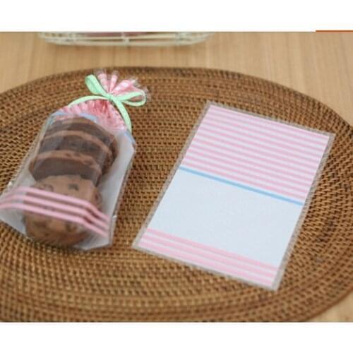 200pcs/lot Pink Stripe Cellophane Cookie Bag,Plastic Cello Stand Up Pouch,Bakery Gift Candy Bags 12x18cm