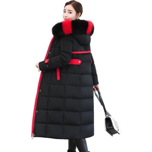 2020 High quality women winter X-long down jacket hooded real Fox fur collar parka female Slim thicken white duck down coat 2961