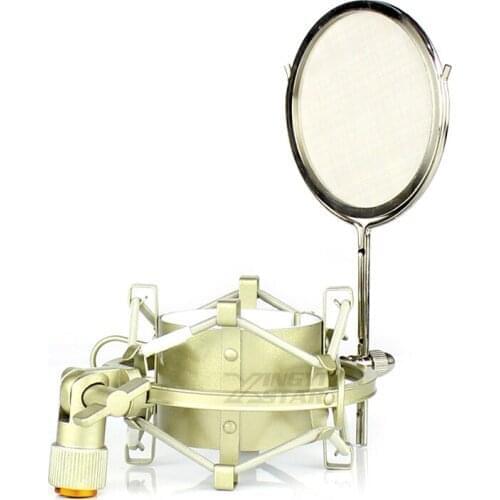 60mm Metal Shock Mount Stand Microphone Spider Suspension Shockproof Mic Windscreen Wind Screen Shield Filter Mike Clip Holder