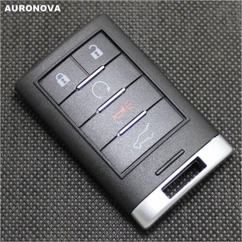 AURONOVA New Replace Smart Shell for Cadillac ATS XTS ELR SRX 5 Buttons Keyless Entry Remote Car Key Fob Case With Uncut Blade 2