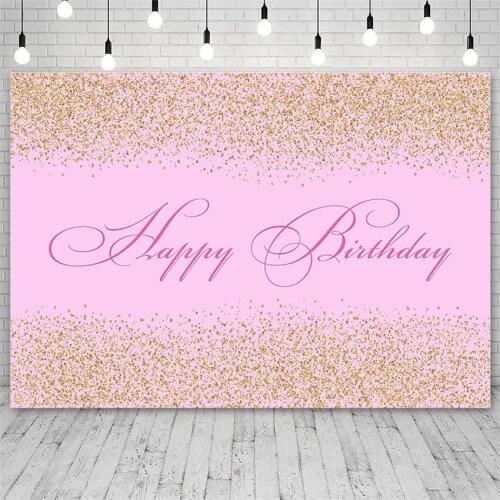 Avezano Backdrops Happy Birthday Party Golden Glitter Pink Girl Photography Background Photo Studio Photocall Photozone Decor