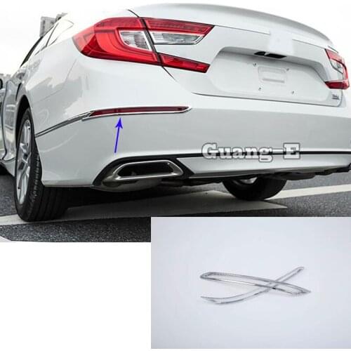 Car Detector ABS Chrome Cover Trim Back Tail Rear Fog Light Lamp Frame Parts 2pcs For Honda Accord Sedan 10th 2018 2019 2020