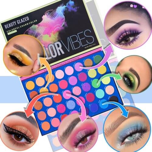 Beauty Glazed COLOR VIBES Eyeshadow Palette Shadows Palett Glitter Shimmer Make Up Neon Pigment Matte Pallete