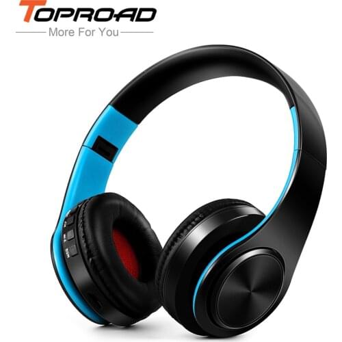 TOPROAD Wireless Bluetooth Headphone Foldable Stereo Headset with Mic Support FM Radio TF Aux Handsfree Equalizer for Smartphone