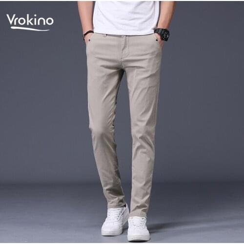 Autumn and Winter New Style Fashion 2019 Slim Mens Casual Pants Mens Cotton Multi-color Slim Trousers Multi-color Selection
