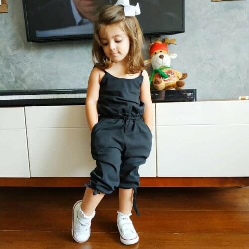 Summer Infant Clothing Children Toddler Baby Girl Solid Romper Bib Pants Sleeveless Romper Overalls Outfits Jumpsuits 1-6Y