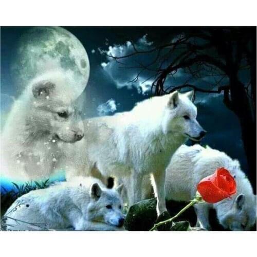 Dpsprue Full Square/Round Drill 5D DIY Diamond Painting Kit "Flower Wolf" 3D Diamond Embroidery Cross Stitch Home Decor Gift