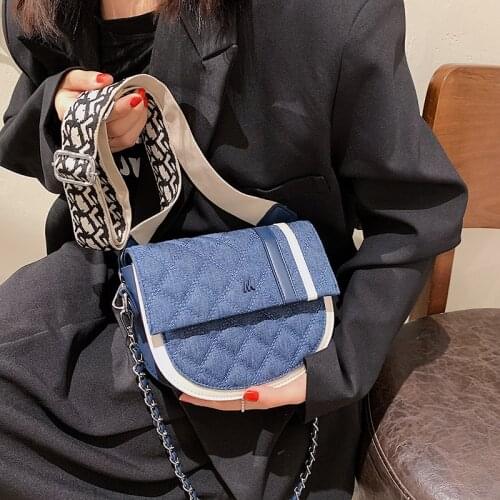 Denim Shoulder Bags For women 2021 Fashion Designer Crossbody Bag And Purse Lady Retro Handbags Canvas Womens Saddle Bag Chest