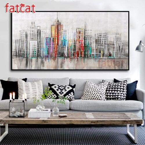 FATCAT Abstract city landscape Large Diy Diamond Painting Full square round drill 5d Diamond Embroidery Kit Mosaic Art AE2710