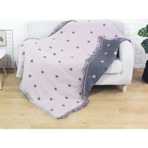Pink Little Stars Cotton Line Home Blanket Vintage Decoration Tapestry Sofa Dust Covers Bedroom Living Room Carpet Rug Mat