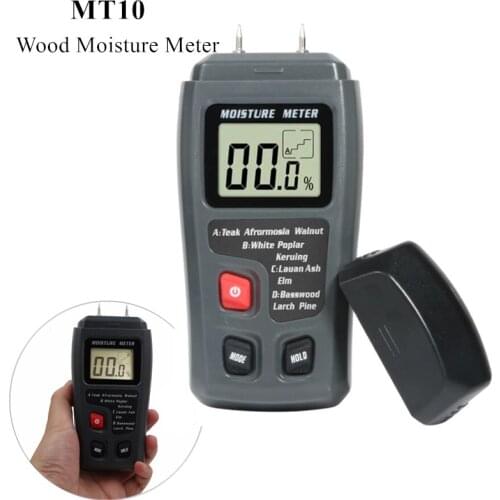 MT10 Wood Moisture Meter Wood Humidity Tester Hygrometer Timber Damp Detector Two Pins 0-99.9% Tree Density Measuring tool40%off
