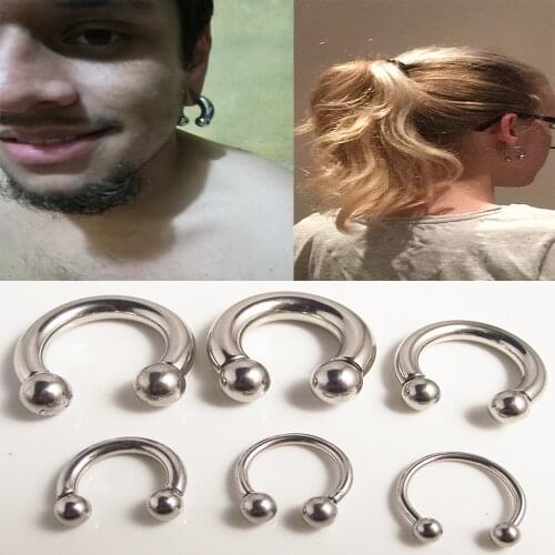 1 Piece Fashion Big Size Stainless Steel Captive Hoop Rings Eyebrow Tragus Earring Nose Ring Nipple Body Piercing Jewelry